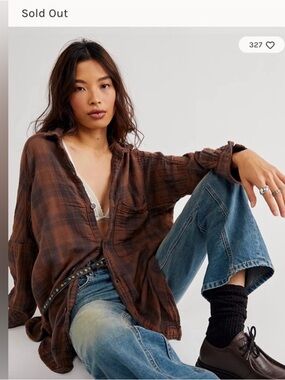 🤞 M GUC Free People x CP Shades crazy soft Plaid Button Down Shirt with POCKETS!